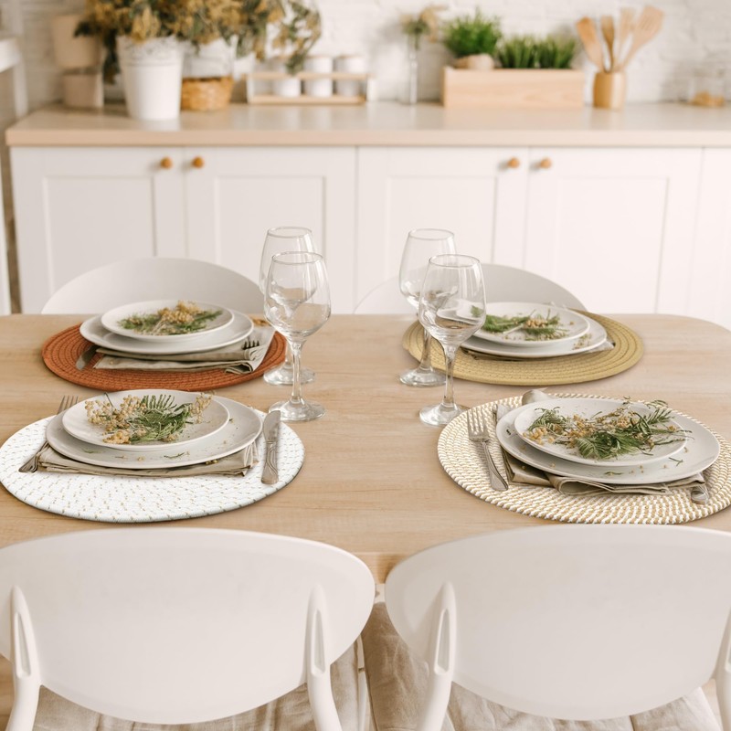Kochorie Round Woven Placemats Set of 8,13 Inch Boho Placemats