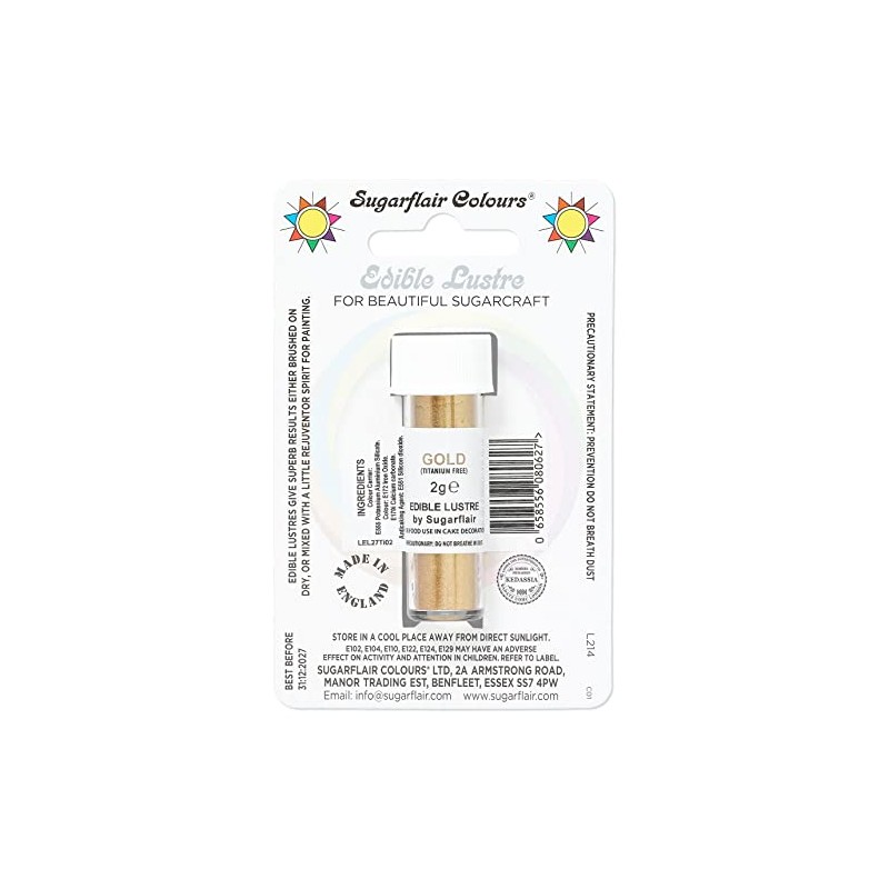 Sugarflair Gold Edible Lustre Dust (E171 Free), Add a Lustrous