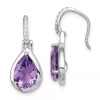Unbranded 22.2mm Sterling Silver Rhodium-plated Amethyst Teardrop Dangle Earrings