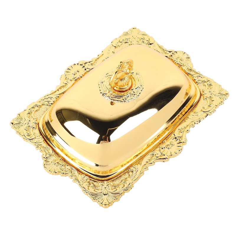 Metal Butter Plate European Vintage Butter Dish Rectangle Multifunctional Butter