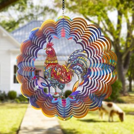 Rooster Metal Wind Spinners - Chicken Gifts for Women Mom Grandma Wife, Hanging Cock Wind Spinner for Outdoor & Indoor Decorations, 12 inch Wind Spinner for Christmas Ornament Gifts