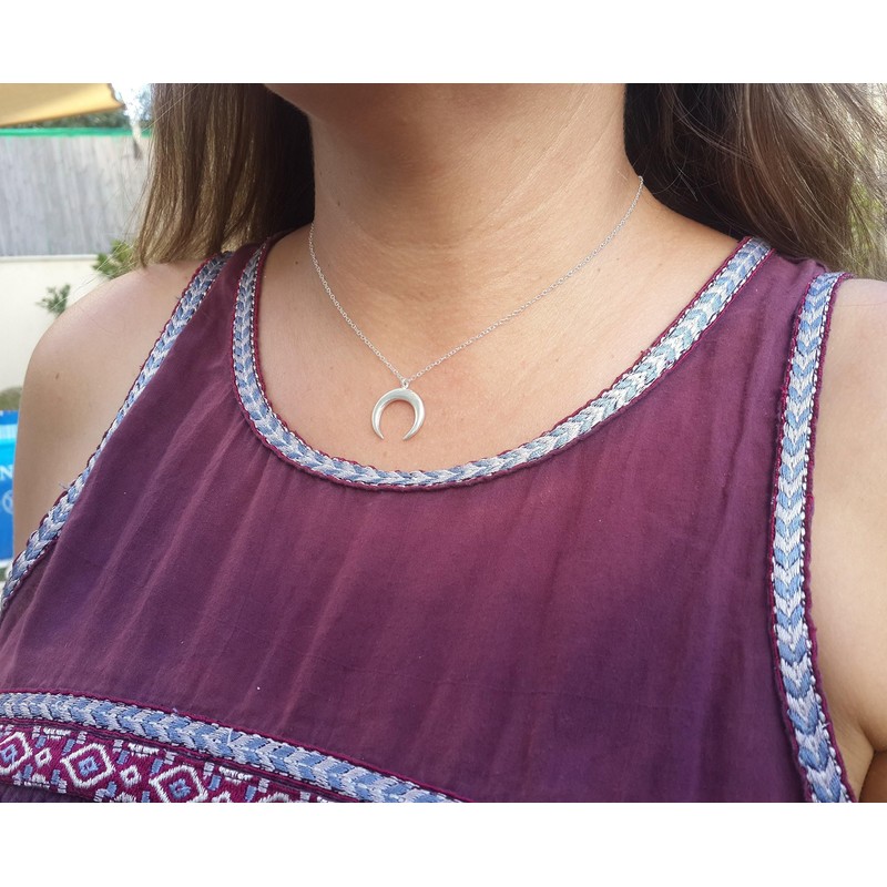 Double Horn Necklace,Gold Horn necklace,Moon Necklace,Crescent Moon,Boho Necklace