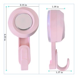 2 Pack Heavy Duty Bathroom Wall Vacuum Suction Cup Hooks, Load Capacity of 11 Pound, Removable and Reusable Waterproof Hooks for Shower Room, Outdoor, Key, Door, Marble, Camping Car (2, Pink)