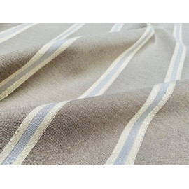 Linen Look Jacquard Striped Fabric Home Decor Curtain Upholstery Material - 280cm Extra Wide (Sold by The Metre) (Beige)