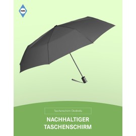 ÖkoBrella Sustainable Mini Pocket Umbrella - 6 Colours Umbrella Cover Made of Recycled Materials - Ecologically Sensible High Quality Stable Windproof, gray