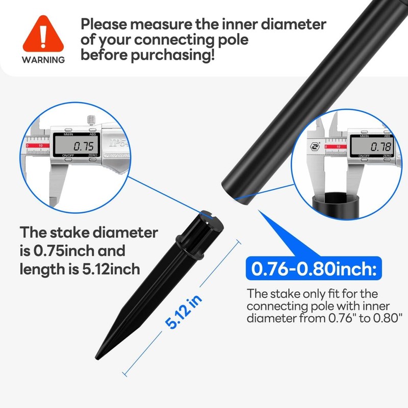 8 Pack Reinforced Ground Stakes, 0.75" x 5.12" Solar Lights
