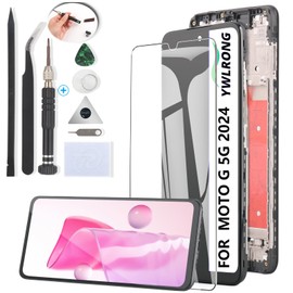 YWLRONG for Motorola Moto G 5G 2024 Screen Replacement for Motorola G 5G 2024 XT2417 LCD Display Touch Screen Digitizer Assembly Replacement with Tools（with Frame）
