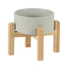 Havniva Ceramic Adjustable Raised Dog and Cat Bowl Set, 2 Heights Elevated Stand, Food and Water Bowl for Small Breed Dogs, Weighted Dog Dishes, Pet Bowl(6.1'',28.7OZ, Grey)