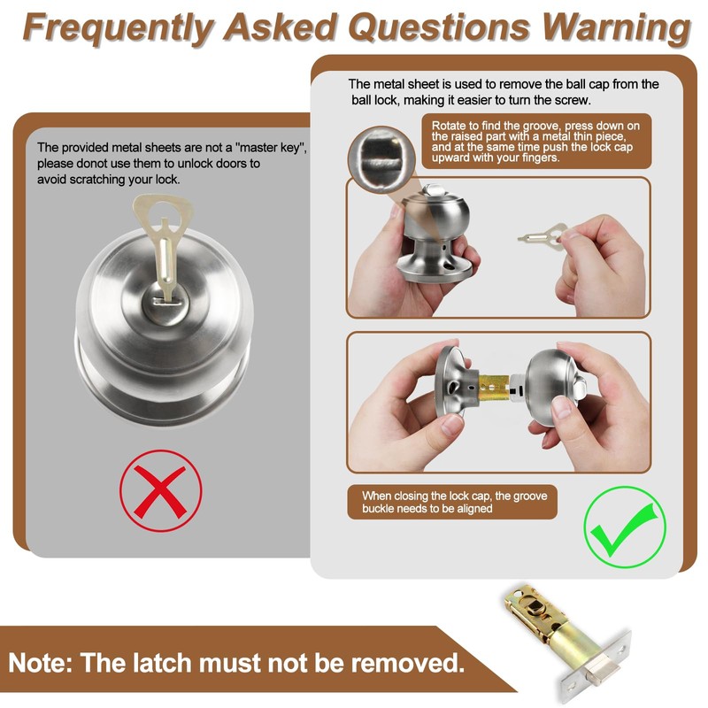 RAZCC Privacy Door Knobs, 3 Pack Satin Nickel Door Knobs