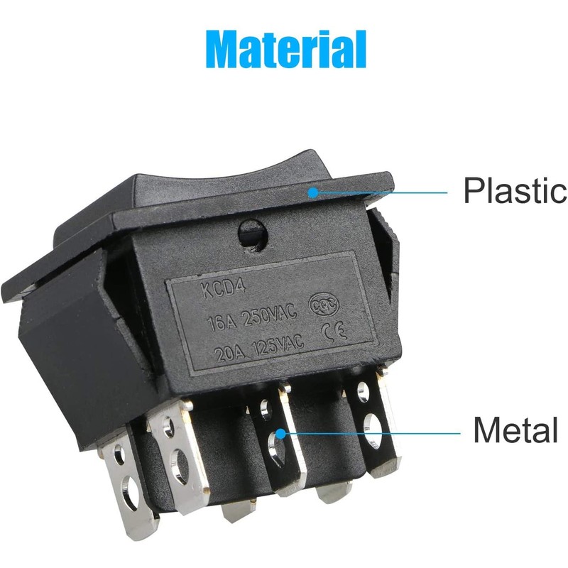 EEEkit Momentary Rocker Switch, DC12V 20A 6Pin DPDT (ON)/Off/(ON) Reverse