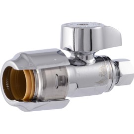 SharkBite Max 1/2 x 1/4 Inch Compression Straight Stop Valve, Quarter Turn, Push to Connect Brass Plumbing Fitting, PEX Pipe, Copper, CPVC, PE-RT, HDPE, UR23337