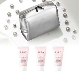Hera Silver Square Pouch + Hera UV Protector Tone Up 45ml (3 pieces of 15ml) Set / 헤라 실버스퀘어 파우치+헤라 유브이 프로텍터 톤업 45ml (15ml 3개) 세트