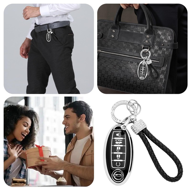 Key Fob Cover with Keychain for Nissan TPU Key Case