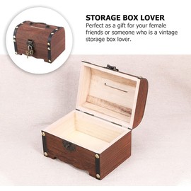 Wooden Treasure Chest with Lock and Key, Small Wooden Box, Retro Wooden Treasure Chest Retro Wooden Treasure Chest Rustic Treasure Chest Decorative Gift Vintage Piggy Bank Wood
