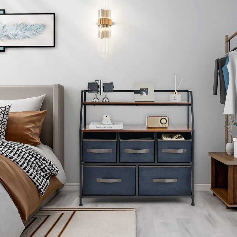 Giantex 5-Drawer Storage Dresser Organizer - Drawer Unit with Top