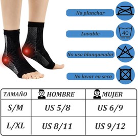 WOLADY 2 pares Calcetines Para Fascitis Plantar, Las Mejores Medias Compresión Hombre y Mujer para Aliviar el Dolor de Pies, Calcetines Compresión para Mejorar La Circulación (S/M)