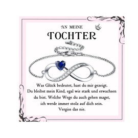 PDTU Gift for Daughter, Mother Daughter Bracelet, Infinity Sign, Silver, 925 Daughter Gifts from Mum, Dad, Bracelet for Daughter, Graduation, School, Wedding, Birthday Gifts, Blue