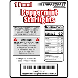 Peppermint Starlights Candy Mints. Real Peppermint Oil Infused Hard Candies, (1 Pound Bag).