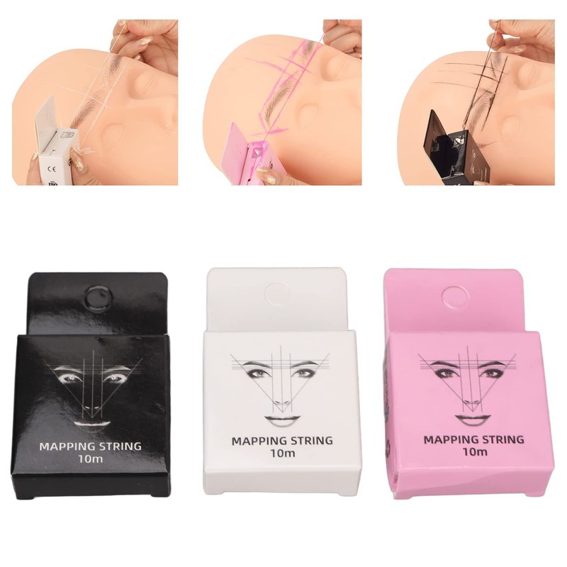 3pcs 32.8ft Microblading String Measure 15ml Pre-inked Eyebrow Mapping String