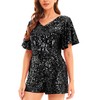 MANER Women’s Sequin Romper Sparkly Short Jumpsuit Party Concert Outfit