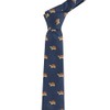 King & Priory Navy Blue Herringbone Embroidered Tortoise Tie