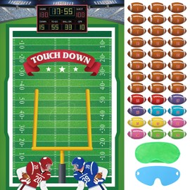 Hxezoc Pin The Football On The Goalpost Game With 36 Pcs Football Stickers, Large Football Party Games Poster for Kids Birthday Party, Carnival Party Decoration Supplies