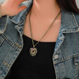 Eseres American Bald Eagle Pendant Necklace for Men Women USA Flag Necklaces with 20in Stainless Steel Chain, Zinc, Rhinestone