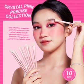 Jessup Brush Set Makeup Eye Brush Eyeshadow Brush Set 10-Piece Pink Eye Makeup Brush Concealer Brush Premium Synthetic Eyeshadow Eyeliner Smudge Crease Blender Brush T496