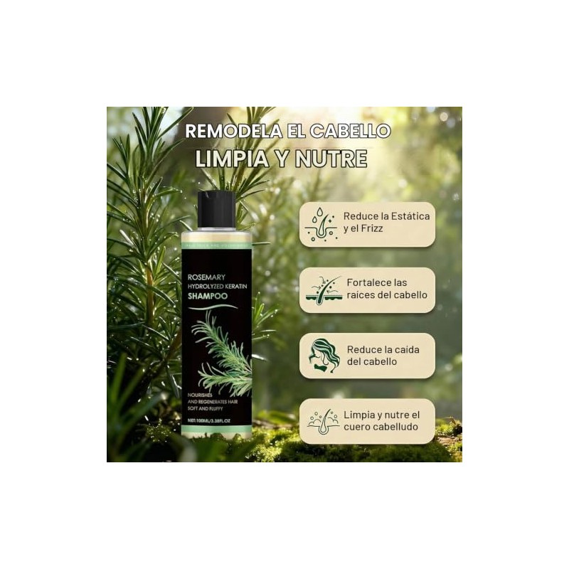 100ml Champú Orgánico De Romero Para El Crecimiento Del Cabello