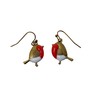 Robin bird dangle earrings hand resin enamelled in gift box.