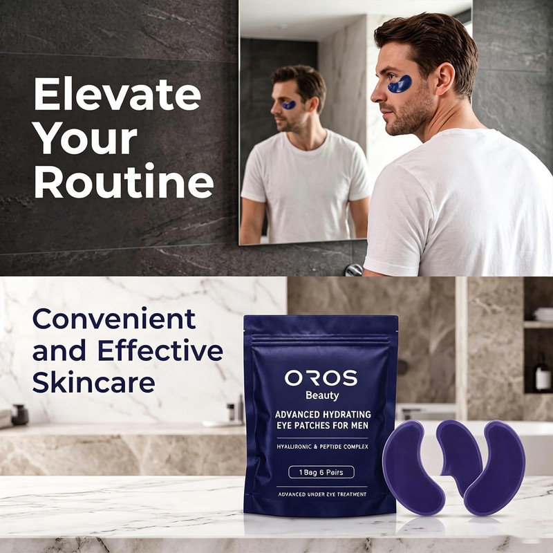 OROS Eye Patches for Men, 10 Pieces, Hyaluronic Acid &