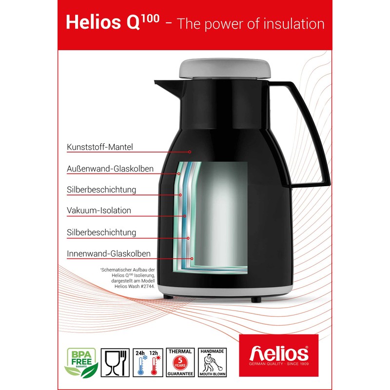 Helios Wash Pro Kunststoff-Isolierkanne mit Drehverschluss 1,0 l dunkelblau spülmaschinenfest