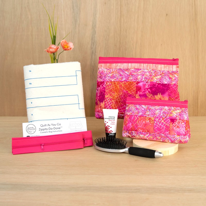 June Tailor Pink Zipper Cosmetic Bags (2 Pieces) Sewing Kit