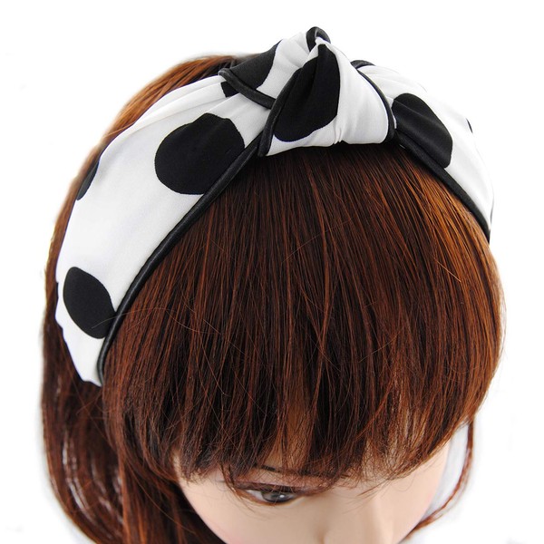 axy Wide Headband Series with Large Dots HR34P (White with