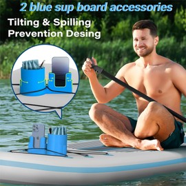 WISIRENT 2 Stück Blau Sup Board Zubehör, Paddle Board Getränkehalter Multifunktional Kajak Wasserflaschenhalter, Surfbrett Getränkehalter Universeller Getränkehalter Getränkehalter Sup für Kajak