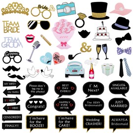 52 Pieces Photo Props Wedding Photo Box Accessories Photo Booth Party Glasses Photo Box Accessories for Wedding JGA Party Accessories