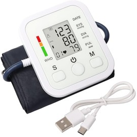 FARMADAR Monitor de Presión Arterial para Brazo con Pantalla LED, Baumanómetro Digital con Pantalla, Detección Automática y Precisa de la Presión Sanguínea, Multiples tipos de Medición. DE USO FÁCIL PARA TODA LA FAMILIA