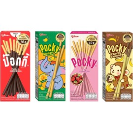 Pocky Variety Pack (Set of 4 Flavours: Original Chocolate (22g), Strawberry (21g), Choco Banana (25g) & Mango Flavour (25g) Japanese Snacks with Planet Allstars™ Packaging | Halal Certified حلال)
