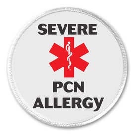 Severe PCN Allergy 3" Sew On Patch Medical Alert Symbol Allergic Health