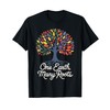 One Earth Many Roots Eco-Friendly Cultural Diversity Tree T-Shirt