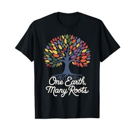 One Earth Many Roots Eco-Friendly Cultural Diversity Tree T-Shirt