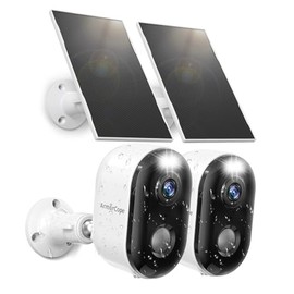Security Cameras Wireless Outdoor, Solar Battery Powered 2k Color Night Vision, AI Motion Detection, IP66 Weatherproof, 2-Way Talk, SD/Cloud Storage, 2.4Ghz WiFi Cameras for Home Security (2 Pack)