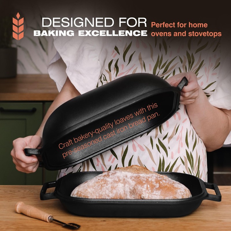 KUHA Cast Iron Bread Pan with Lid + Bread Lame