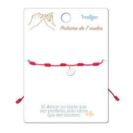 cotigo Bracelet 7 Red Knot with Initial Letters A Z Stainless Steel Lucky Charm and Protection Bracelet for Couples and Friendship Adjustable Jewellery, Stainless Steel