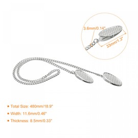 sourcing map Napkin Chain, 18.9"x0.14"(LxDia) Alloy Neck Bib Holder Chain Sun Hat Strap Cord Lanyard with Clips for Napkin Cap Fixing, Silver Tone