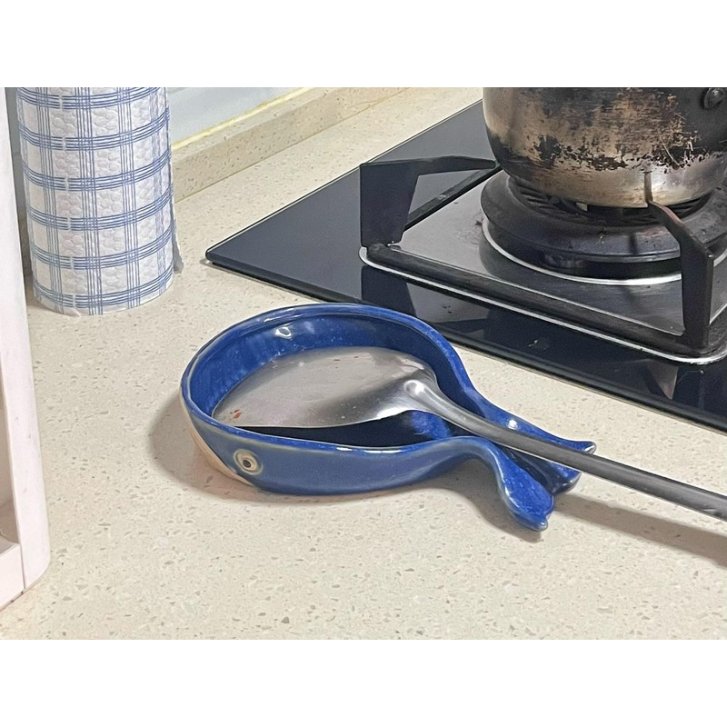 ANLYAWX Ceramic Whale Spoon Stand - Adorable Kitchen Decor, Heat-Resistant