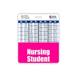 Nursing Student Badge Buddy Horizontal w/Height & Weight Conversion Charts (Oversized, Pink)