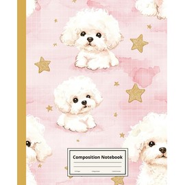 Composition Notebook College Ruled: Bichon Frise Illustration | Cute Dog Breed Journal For School, College, Office, Work | Wide Lined