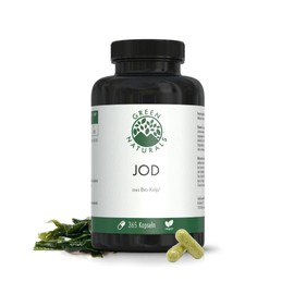 Iodine from Kelp (365 capsules of 200 mcg) - Made in Germany - 100% Vegan and No Additives - Supply for 1 Year