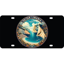 Seitan Limania Greece Souvenir Destination Mini Metal License Plate 4.75 x 2.25 inch